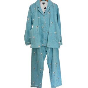 PJ Salvage Pajama Set XL Flannel Mint Martinis Olives